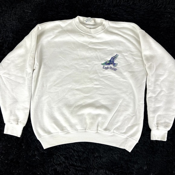 vintage 90s Eagle Ridge white crewneck size Large made in USA - Picture 1 of 7